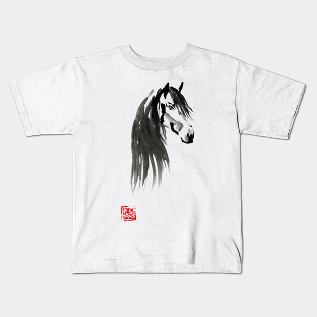 horse head 04 Kids T-Shirt by pechane